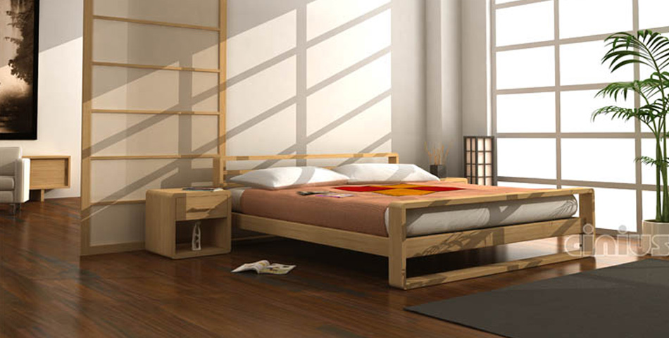  Bett - Linear  / Futonbett / Massivholzbetten / massivholzbetten / Holzbetten / futonbetten / Japanische Bett / Holzbetten Design cinius