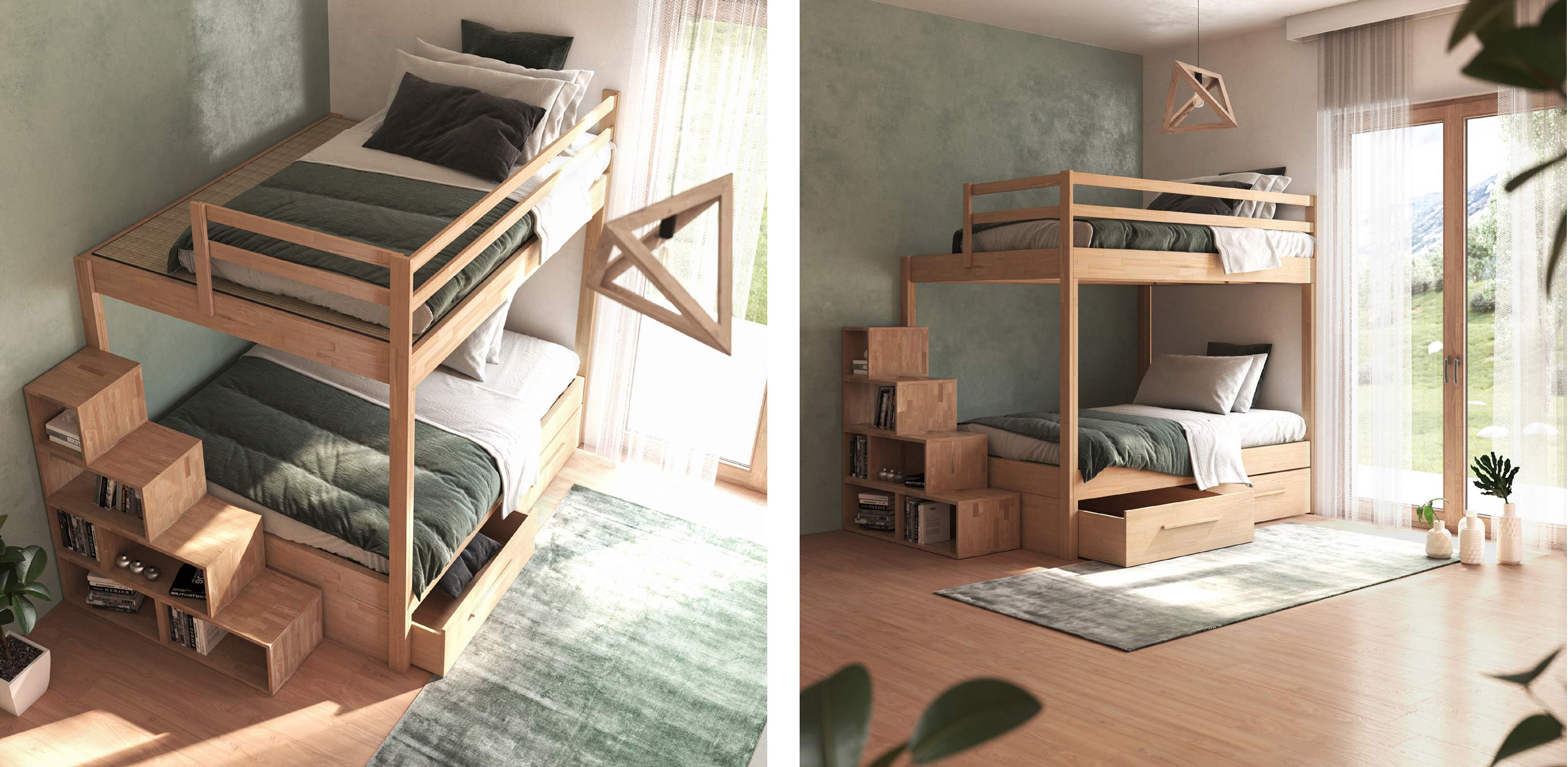 Bunk bed SpazioBed in solid wood