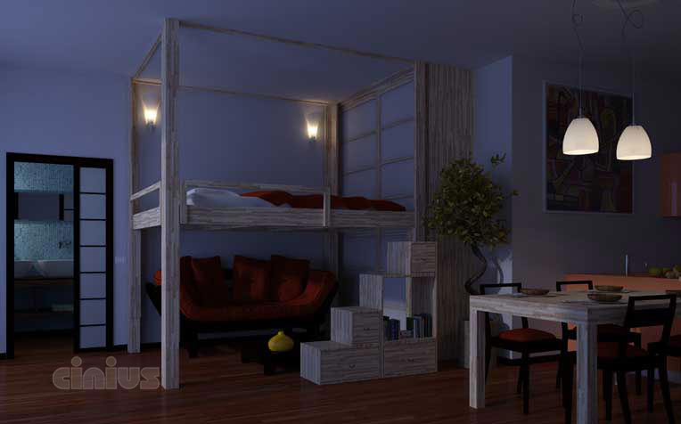 Bed Rising Sleeping loft furniture, RISING