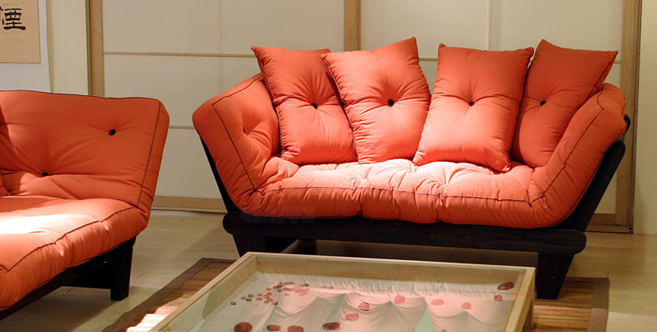 Bed-Sofa Sole Save space. Trasformation sofa . Becomes a single bed simply . The slats are available in different colors . confortablesofa bed modello Sole