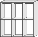 Armadio Cinius in legno massello di abete, altezza 2 metri e 40 centimetri, 3 ante