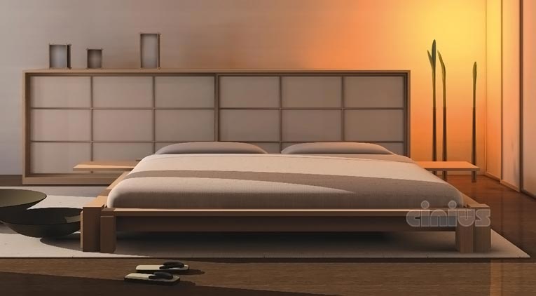 Letto KYOTO, tutto in legno massello lamellare di faggio ad incastro senza parti metalliche (Magnetic Free), Personalizzazione dei piedi letto. comodini kyoto, testata kyoto, testata Futon