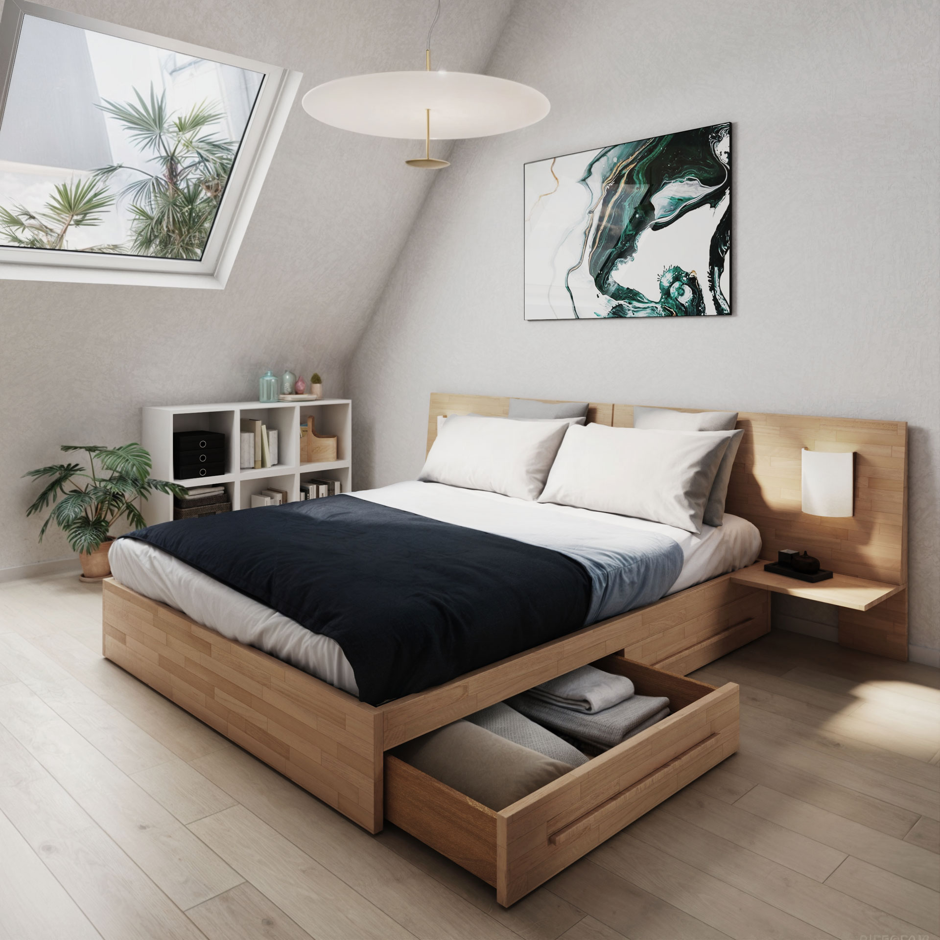 Letto Comodo rid di Cinius con contenitore salvaspazio