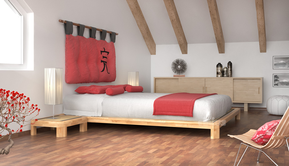 Letto Dojo H di Cinius con tatami sollevato