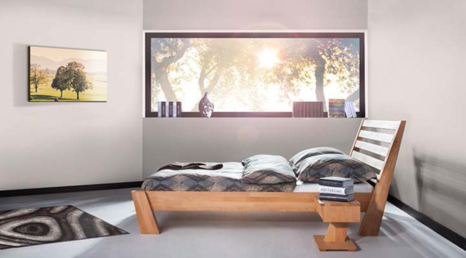 Camera moderna con letto Relaks di Cinius in stile nordico
