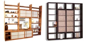 Cinius ::: LIBRERIE zona giorno, realizzate su misura in legno faggio massello lamellare naturale o colorato, ante scorrevoli, libreria componibile o a scala, modulari ad uso armadietto con kit di montaggio, ripiani