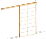 Porte coulissante Shoji avec rail suspendu