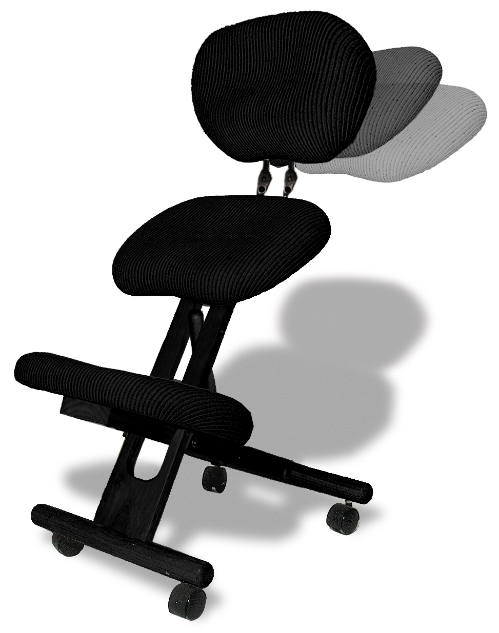 Sedia ergonomica di Cinius con schienale reclinabile, imbottitura nera