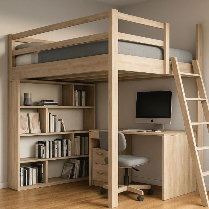 Letto a soppalco casa su albero libreria