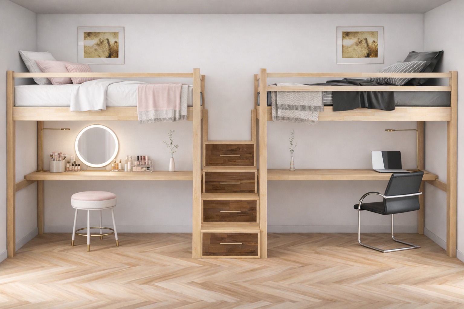 Letto a soppalco doppio per ragazzi