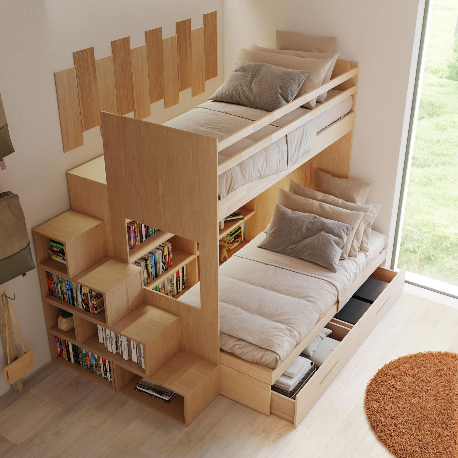 Etagenbett harmony aus massivem Holz