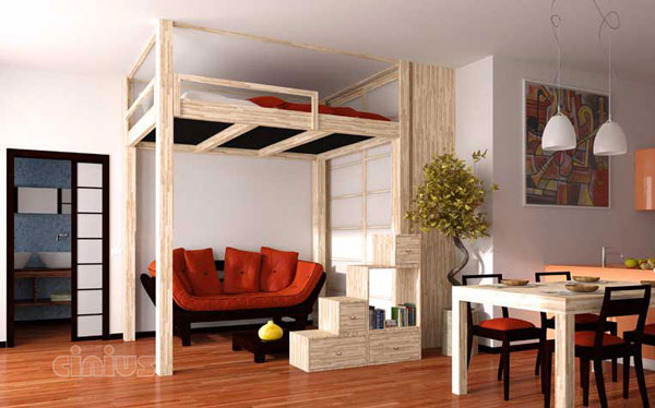  Hochbetten Rising  / Futonbett / Massivholzbetten / massivholzbetten / Holzbetten / futonbetten / Japanische Bett / Holzbetten Design cinius