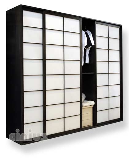 Cinius ::: ARMOIRES à portes coulissantes japonaises, shoji, écologiques avec hêtre massif européen, revêtement en coton écru, papier de riz ou plexiglas, armoires en hêtre