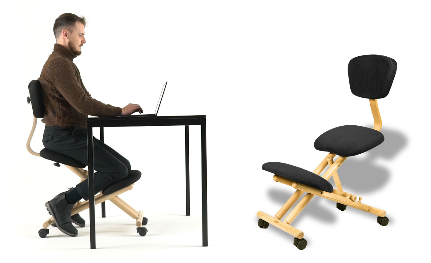 Tabouret ergonomique de bureau avec soutien de genoux et poignées