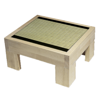 Table de chevet en bois sans tiroir, plateau en tatami