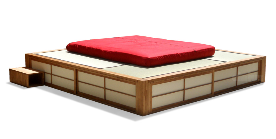Lit au sol MENDI 140 cm style tatami japonais en bois