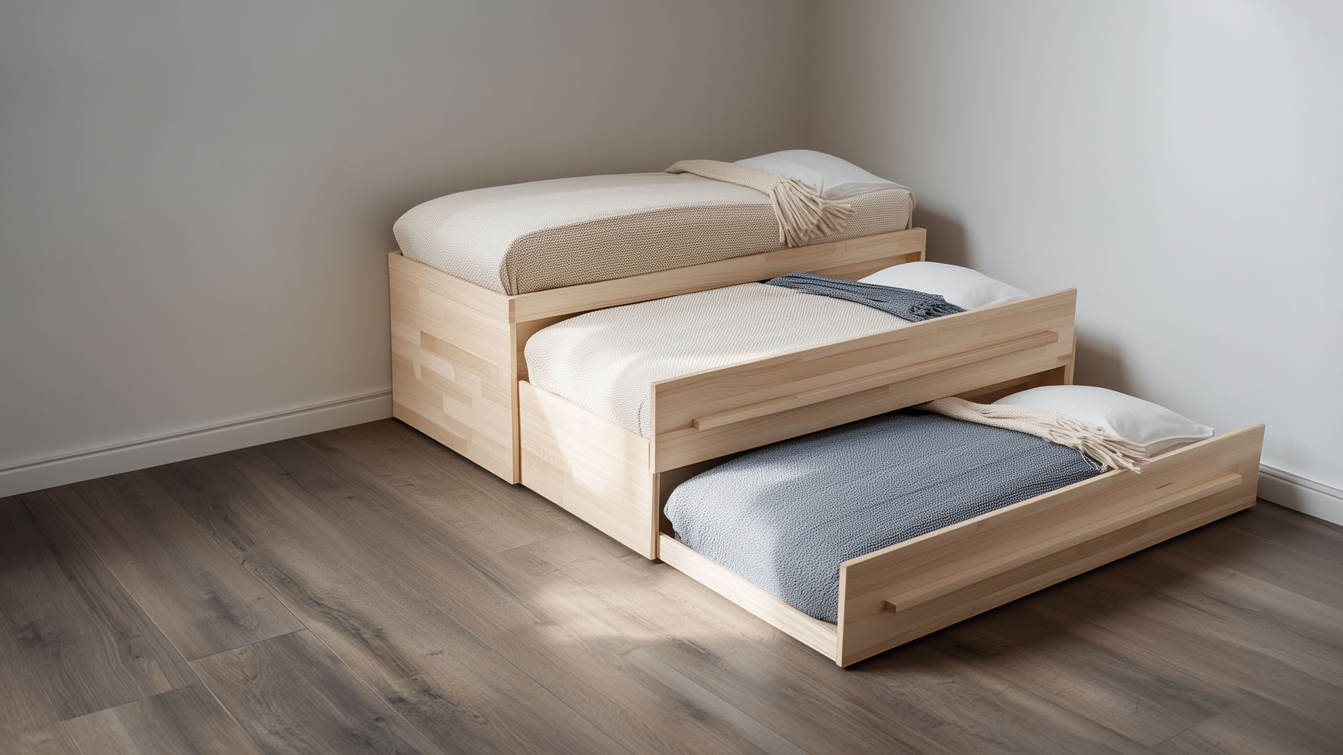 Letto estraibile 3 livelli. Idea salvaspazio di Cinius