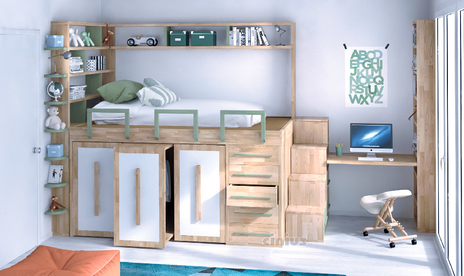 Letto impero young di cinius: salvaspazio per la cameretta dei bambini Cameretta dei bambini