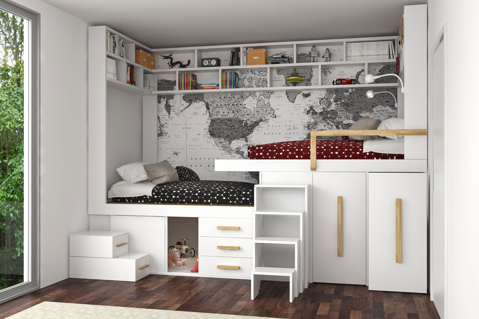 Petite chambre peu encombrante en bois massif