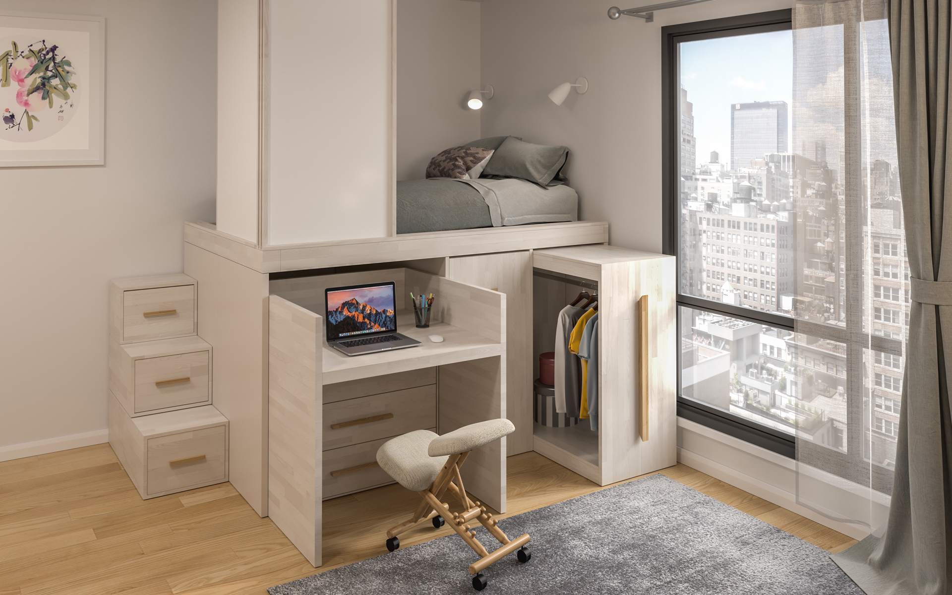PULL-OUT SPAZIOBED: BED AND DESK IN ONE SPACE-SAVING SOLUTION